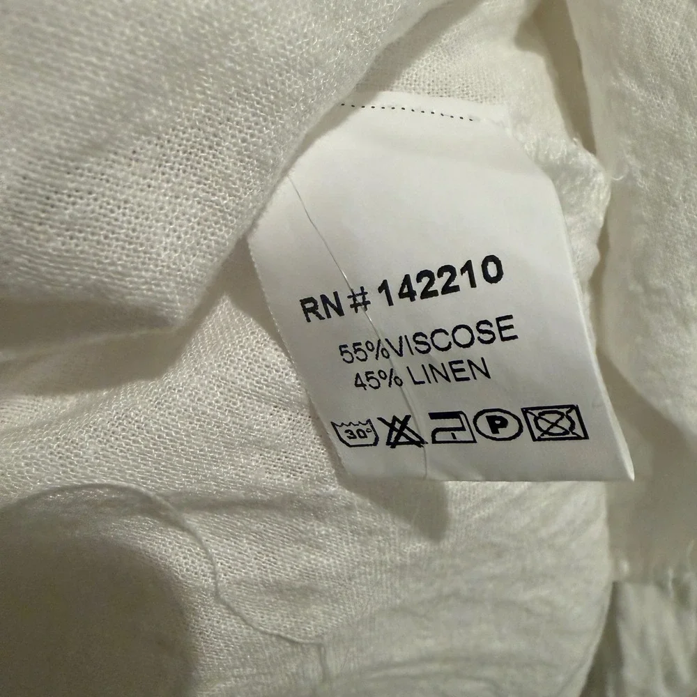 Mersea White Linen Blend Hooded Tunic Beach Cover-up Made in Italy S/M